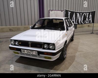 1989 Lancia Delta Integrale 16v. Retro Malaga 2021, Andalusien, Spanien. Stockfoto