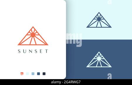 Triangle Sun- oder Power-Logo in einzigartigem und schlichtem Stil Stock Vektor