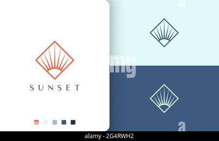 Sonne oder Solar-Logo in schlichtem und modernem Stil Stock Vektor