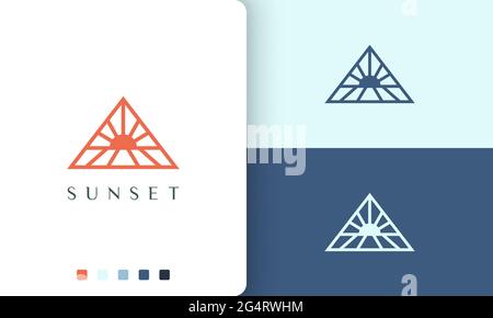 Dreieck Sonne oder Meer Logo in schlichtem und minimalistischem Stil Stock Vektor
