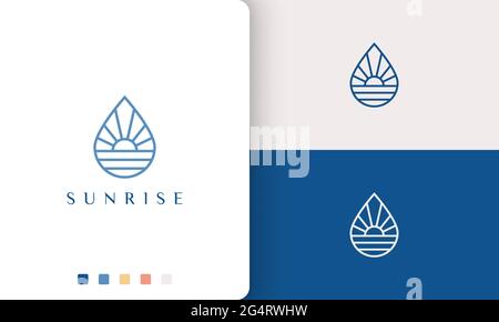 Wasser- oder Poollogo in Mono-Linie und modernem Stil Stock Vektor