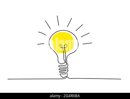 Dauerlicht-Glühlampe. Einzelpfadzeichnung. Vektorgrafik. Stock Vektor