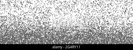 Zufällig fallende Quadrate unterschiedlicher Größe. Pixel Verlaufshintergrund. Abstraktes Mosaik auf weißem Hintergrund. Vektorgrafik. Stock Vektor