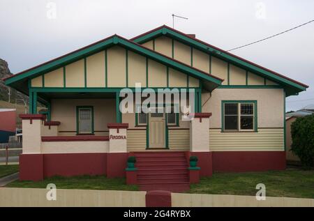 California Bungalow-Stil Haus in Stanley, NW Tasmanien, Australien Stockfoto