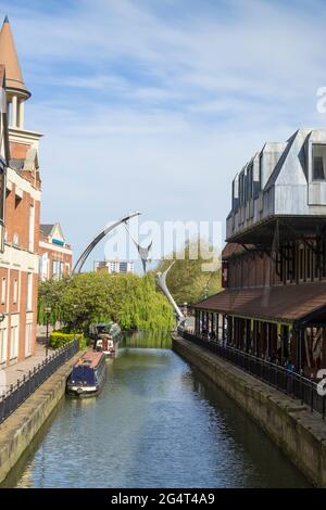 River Witham durch Lincoln City von der High Bridge Stockfoto