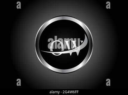 Silberner Buchstabe OW Metallkombination Alphabet Logo Icon Design mit grauer Farbe auf Schwarz-Weiß-Gradienten-Design für ein Unternehmen oder Unternehmen Stock Vektor