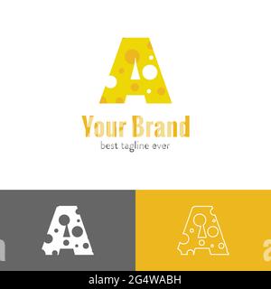 Drei Arten von Käse Buchstaben gemischt mit Anfangsbuchstaben Logo Stock Vektor