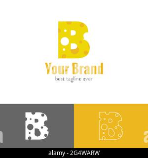 Drei Arten von Käse Buchstaben gemischt mit Anfangsbuchstaben Logo Stock Vektor