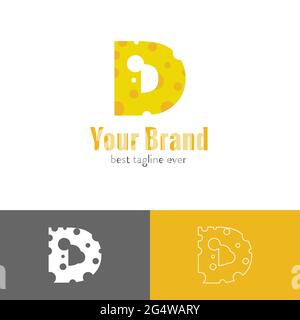 Drei Arten von Käse Buchstaben gemischt mit Anfangsbuchstaben Logo Stock Vektor