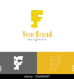 Drei Arten von Käse Buchstaben gemischt mit Anfangsbuchstaben Logo Stock Vektor