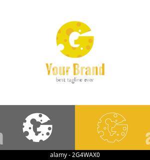 Drei Arten von Käse Buchstaben gemischt mit Anfangsbuchstaben Logo Stock Vektor