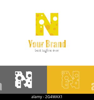 Drei Arten von Käse Buchstaben gemischt mit Anfangsbuchstaben Logo Stock Vektor