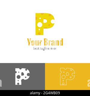 Drei Arten von Käse Buchstaben gemischt mit Anfangsbuchstaben Logo Stock Vektor