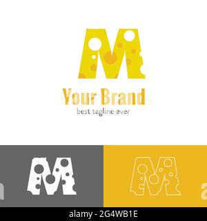 Drei Arten von Käse Buchstaben gemischt mit Anfangsbuchstaben Logo Stock Vektor