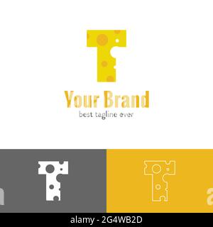 Drei Arten von Käse Buchstaben gemischt mit Anfangsbuchstaben Logo Stock Vektor