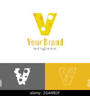 Drei Arten von Käse Buchstaben gemischt mit Anfangsbuchstaben Logo Stock Vektor