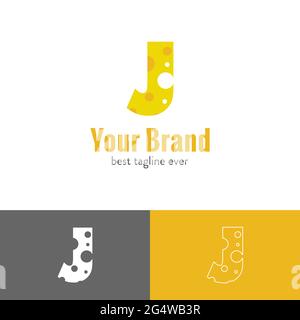 Drei Arten von Käse Buchstaben gemischt mit Anfangsbuchstaben Logo Stock Vektor