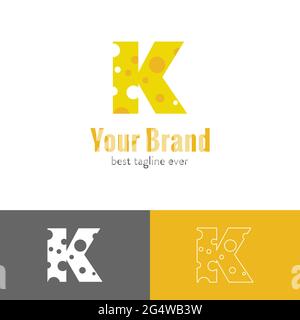 Drei Arten von Käse Buchstaben gemischt mit Anfangsbuchstaben Logo Stock Vektor