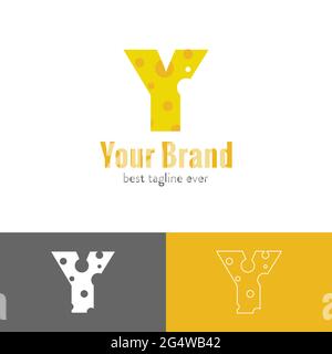 Drei Arten von Käse Buchstaben gemischt mit Anfangsbuchstaben Logo Stock Vektor