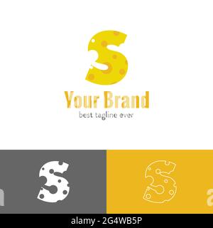 Drei Arten von Käse Buchstaben gemischt mit Anfangsbuchstaben Logo Stock Vektor