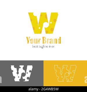 Drei Arten von Käse Buchstaben gemischt mit Anfangsbuchstaben Logo Stock Vektor