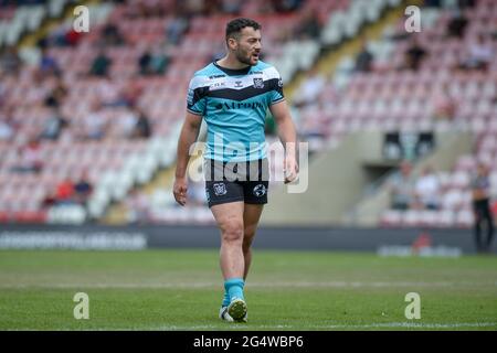 Leigh, England - 19. Juni 2021 - Jake Connor (1) von Hull FC während der Rugby League Betfred Super League Leigh Centurions gegen Hull FC im Leigh Sports Village Stadium, Leigh, Großbritannien Dean Williams/Alamy Live News Stockfoto