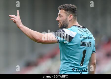 Leigh, England - 19. Juni 2021 - Jake Connor (1) von Hull FC während der Rugby League Betfred Super League Leigh Centurions gegen Hull FC im Leigh Sports Village Stadium, Leigh, Großbritannien Dean Williams/Alamy Live News Stockfoto