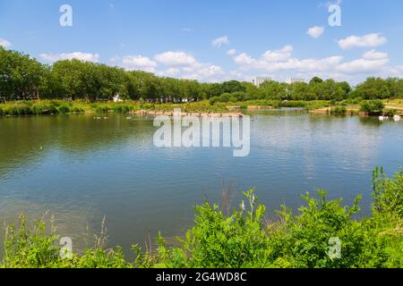 Jubilee Pond, Wanstead Wohnungen, Park, Forest Gate, E7, London, großbritannien Stockfoto