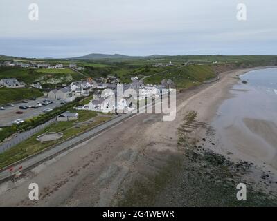 Aberdaron, kleine Stadt in Wales Luftbild Stockfoto