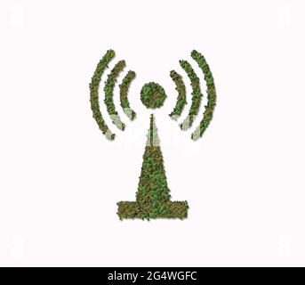 3D Green Network oder Telecommunications Konzept. Globales Netzwerk und Telekommunikationstechnologie für das Internet-Geschäft. Stockfoto