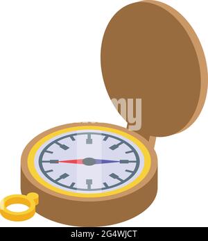 Navigationskompassymbol isometrischer Vektor. Kompass für die Kartenrichtung. Nord- oder Westrichtung Stock Vektor