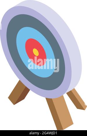 Isometrischer Vektor des Archer-Zielsymbols. Pfeil Genauigkeit Schussbrett. Objektive Herausforderung Stock Vektor