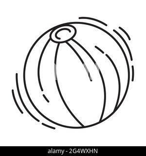 Spielplatz Kinder Ball, spielen, Kinder, Kindergarten. Handgezeichnete Icon-Set, Umriss schwarz, Doodle-Symbol, Vektor-Symbol-Design. Stock Vektor