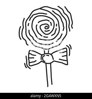 Spielplatz Kinder Süßigkeiten, spielen, Kinder, Kindergarten. Handgezeichnete Icon-Set, Umriss schwarz, Doodle-Symbol, Vektor-Symbol-Design. Stock Vektor