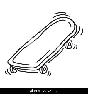 Spielplatz Kinder Skateboard, spielen, Kinder, Kindergarten. Handgezeichnete Icon-Set, Umriss schwarz, Doodle-Symbol, Vektor-Symbol-Design. Stock Vektor