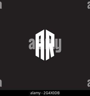 AR Logo-Monogramm mit sechseckiger Designvorlage auf schwarzem Hintergrund isoliert Stock Vektor