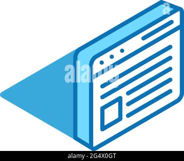 Isometrisches Symbol der Webseite. Soziale Netzwerke, beste Werbung, Feedback 3D-Liniensymbol. Stock Vektor