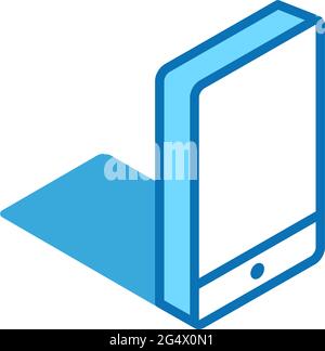 Isometrisches Telefonsymbol. 3D-Zeilensymbol für Smartphone, Mobilgerät. Stock Vektor