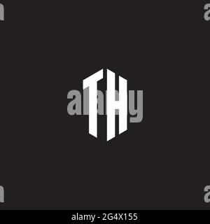 TH Logo-Monogramm mit sechseckiger Designvorlage auf schwarzem Hintergrund isoliert Stock Vektor