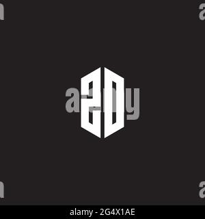 ZO Logo-Monogramm mit sechseckiger Designvorlage auf schwarzem Hintergrund isoliert Stock Vektor