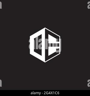 DE OE Logo monogrammiert Sechseck mit schwarzem Hintergrund negativen Raum Stil Stock Vektor