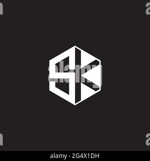 SK S K KS Logo Monogramm Sechseck mit schwarzem Hintergrund negativen Raum Stil Stock Vektor