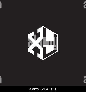 XY-Logo-Monogramm-Sechseck mit schwarzem Hintergrund und negativem Leerzeichen Stock Vektor