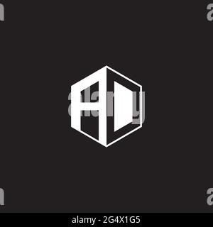 AD A D da Logo Monogramm Sechseck mit schwarzem Hintergrund negativen Raum Stil Stock Vektor