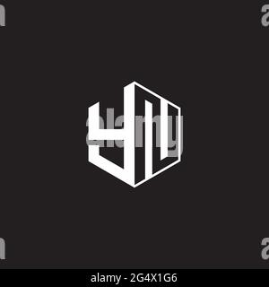 YN Y N NY Logo, monogrammiert, Sechseck mit schwarzem Hintergrund und negativem Leerzeichen Stock Vektor