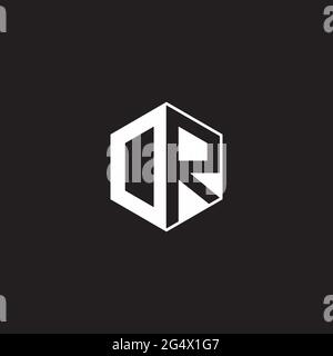 DR ODER Logo Monogramm Sechseck mit schwarzem Hintergrund negativen Raum Stil Stock Vektor