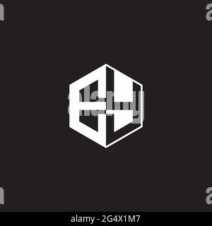 EY E Y YE Logo-Monogramm-Sechseck mit schwarzem Hintergrund und negativem Leerzeichen Stock Vektor
