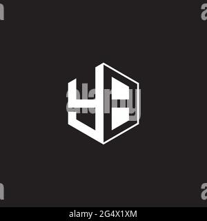 YB Y B BY Logo Monogramm-Sechseck mit schwarzem Hintergrund, negativem Leerzeichen Stock Vektor