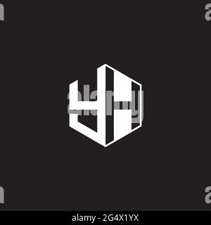 YH Y H HY Logo, monogrammiert, Sechseck mit schwarzem Hintergrund und negativem Leerzeichen Stock Vektor