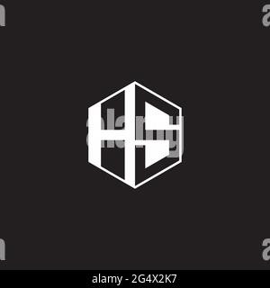 HS H S SH Logo-Monogramm-Sechseck mit schwarzem Hintergrund und negativem Leerzeichen Stock Vektor